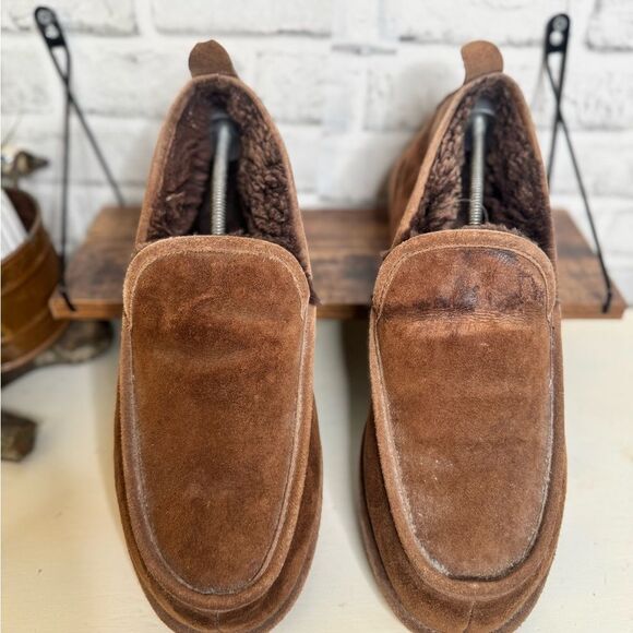 L.L. Bean Men's Brown Suede Slippers Loafers 14 - Picture 2 of 7